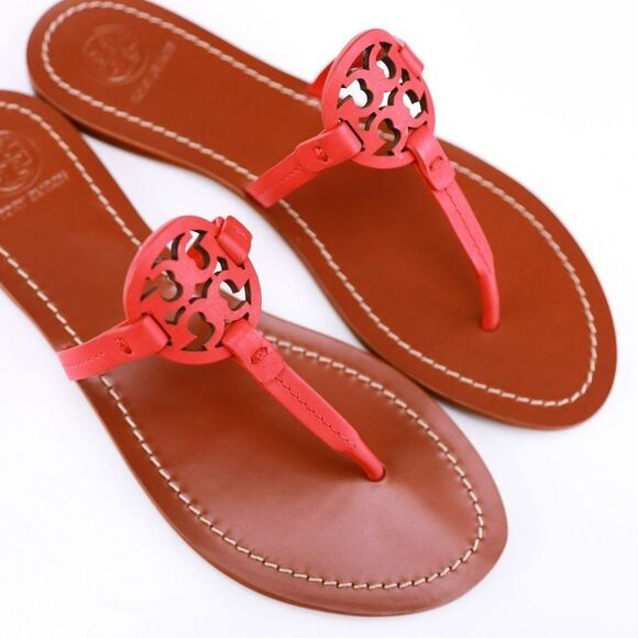 NIB Tory Burch GABRIEL Flats Thong Sandals in Brilliant Red - Picture 2 of 11